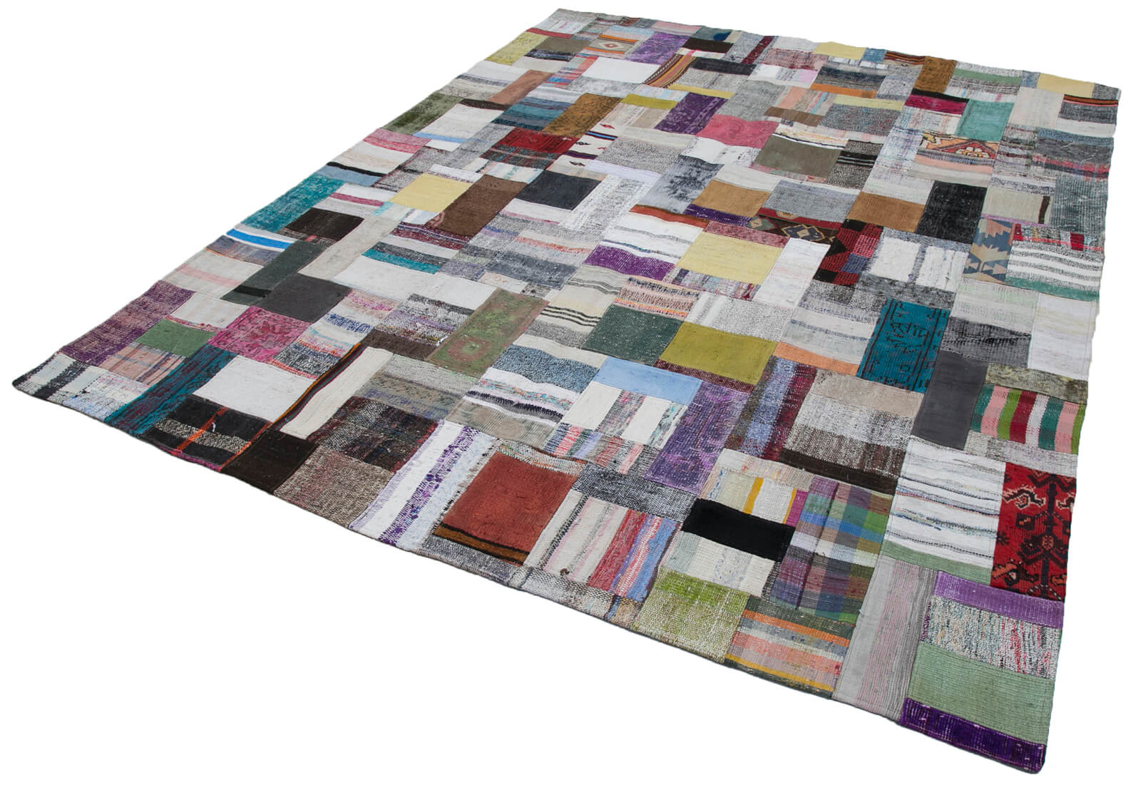 Handmade Patchwork Rug – Kirk Yama Grey Cotton Wool Area Rug 8'2''x10'0''