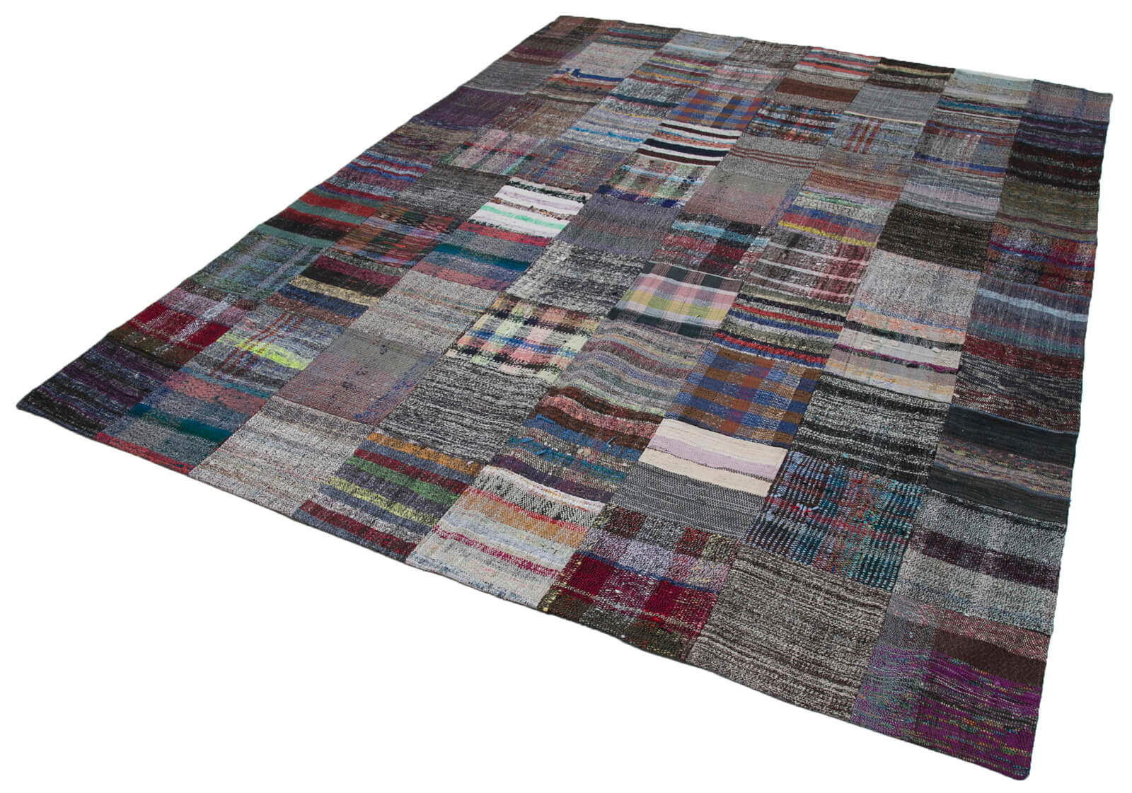 Handmade Patchwork Rug - Kirk Yama Grey Area Rug 7'9''x9'10'' Cotton Wool