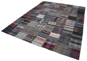 Handmade Patchwork Rug - Kirk Yama Grey Area Rug 7'9''x9'10'' Cotton Wool