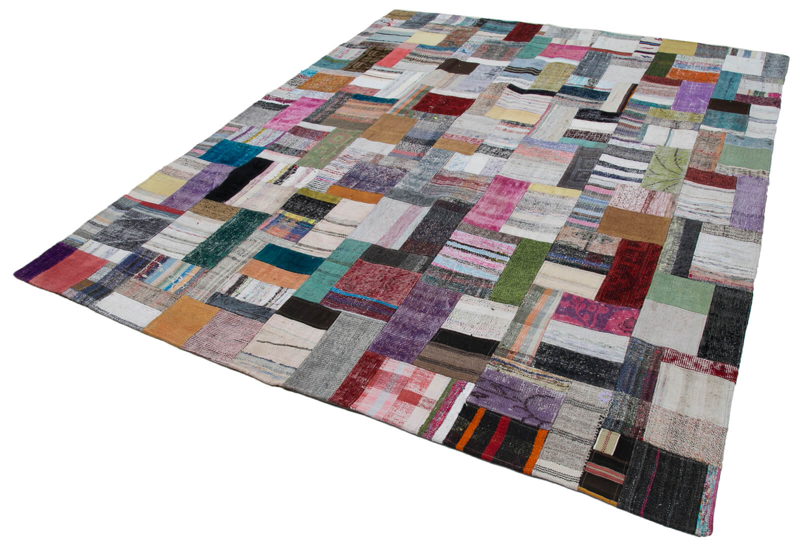 Handmade Patchwork Rug - Kirk Yama Grey Cotton Wool Area Rug 8'3''x10'1''