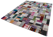 Handmade Patchwork Rug - Kirk Yama Grey Cotton Wool Area Rug 8'3''x10'1''