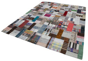 Handmade Patchwork Rug – Kirk Yama Grey Cotton Wool Vintage Area Carpet 8x10