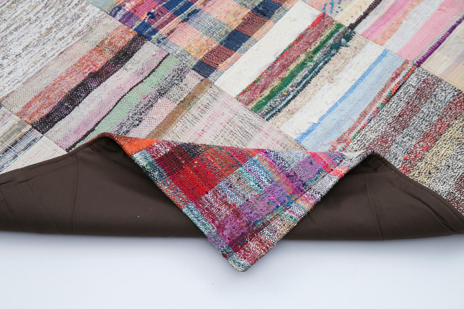 Handmade Area Rug - Kirk Yama Grey Patchwork Cotton Wool Carpet 7'10''x9'10''