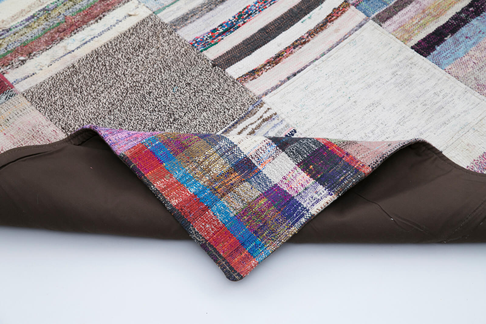 Handmade Area Rug | Grey Patchwork Rug - Cotton Wool Carpet 7'11"x9'10" by Agacan