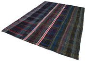 Handmade Area Rug – Grey Patchwork Carpet | Turkish Wool & Cotton Blend 7'7"x10'4"