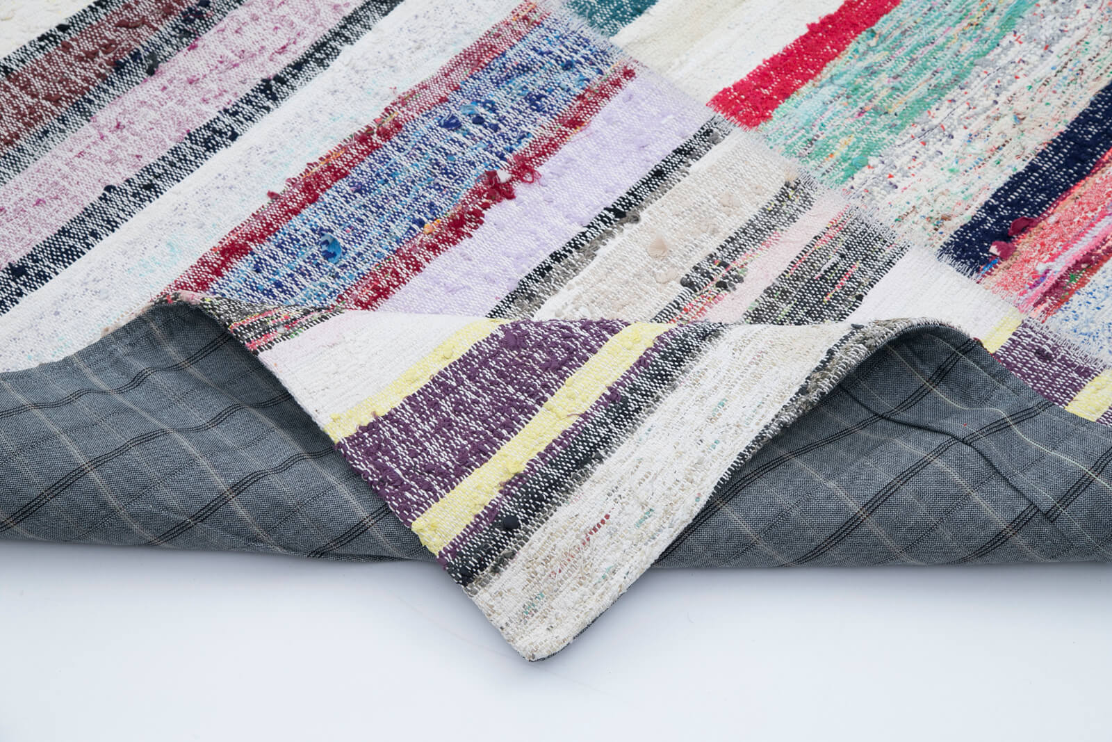 Handmade Patchwork Rug | Vintage Turkish Carpet Cotton Wool Grey Area Rug 8x10