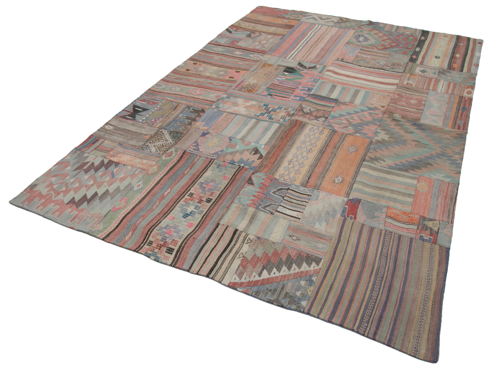 Handmade Patchwork Rug - Kirk Yama Grey Area Rug 6'8'' x 9'11'' Cotton Wool
