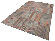 Handmade Patchwork Rug - Kirk Yama Grey Area Rug 6'8'' x 9'11'' Cotton Wool