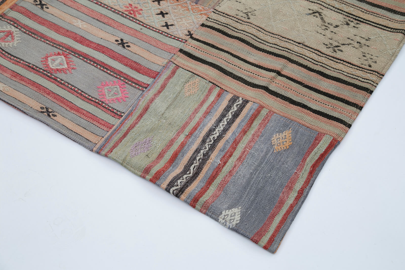 Handmade Patchwork Area Rug – Brown Patchwork Carpet 6'8'' x 9'11'' Cotton Wool Rug