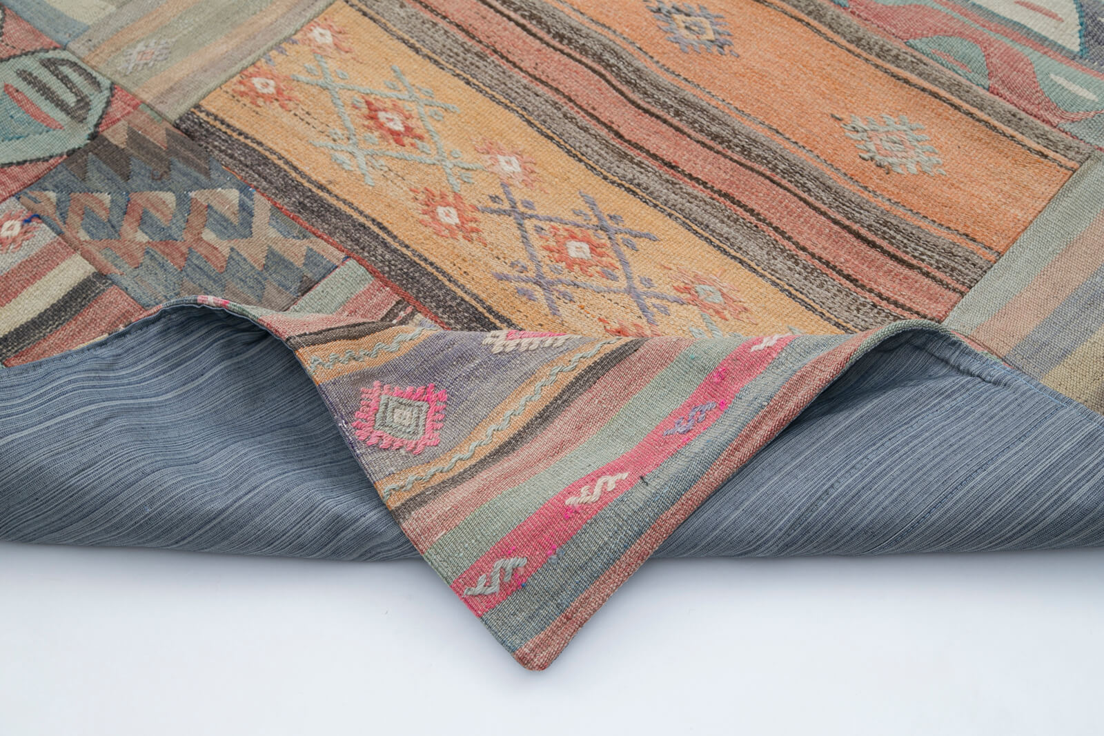 Handmade Patchwork Rug - Brown Patchwork Carpet 6'8''x9'11'' Cotton Wool Area Rug