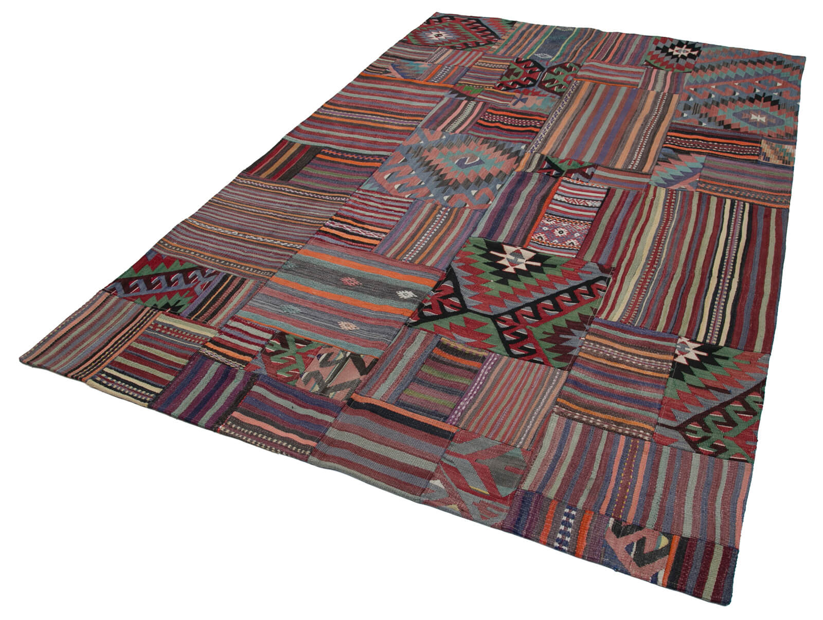 Handmade Area Rug - Purple Patchwork Cotton Wool Carpet 6'8''x9'10'' by Agacan