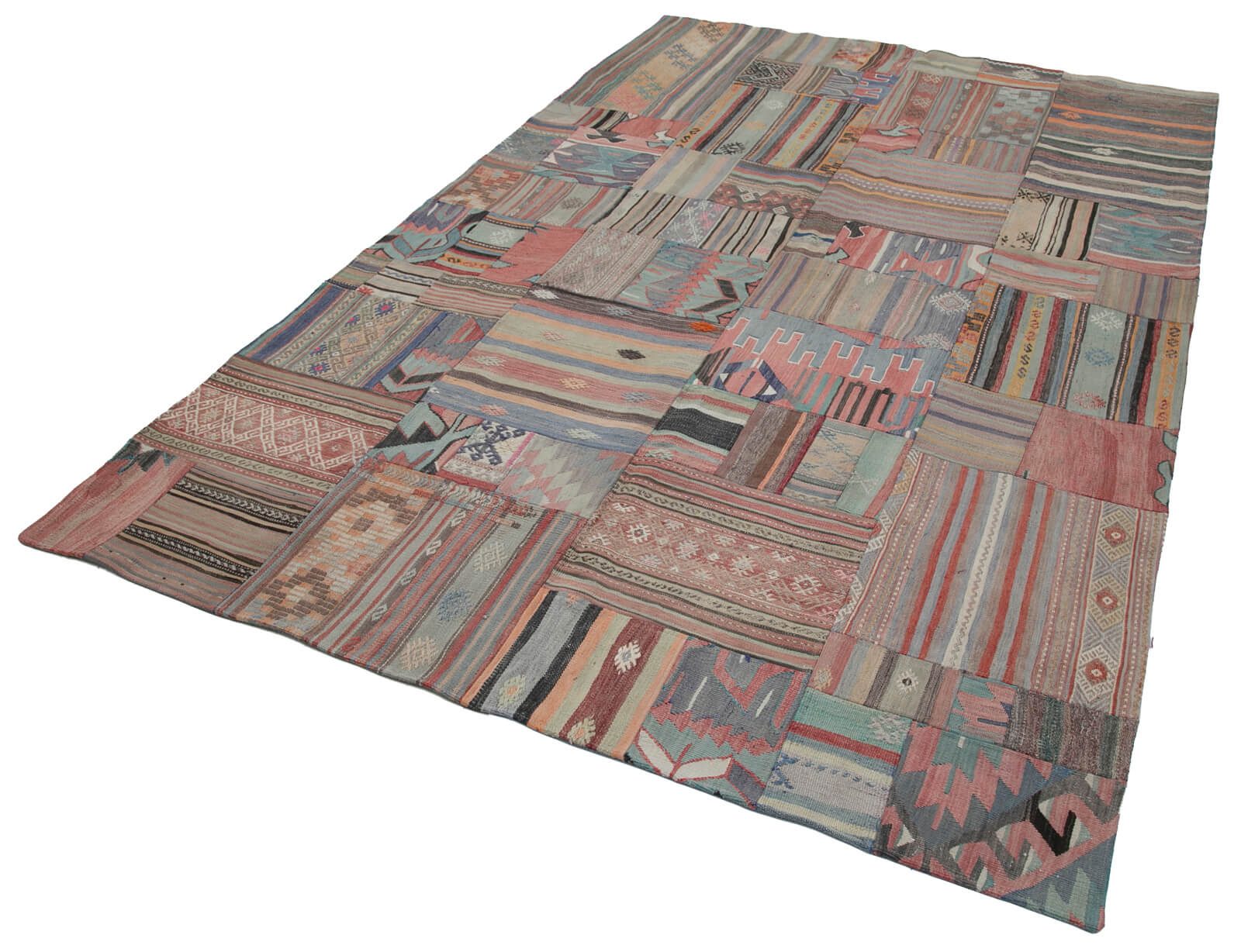 Handmade Wool Area Rug – Kirk Yama Brown Patchwork Cotton Wool Rug 6'8''x9'10''