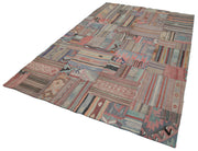 Handmade Wool Area Rug – Kirk Yama Brown Patchwork Cotton Wool Rug 6'8''x9'10''