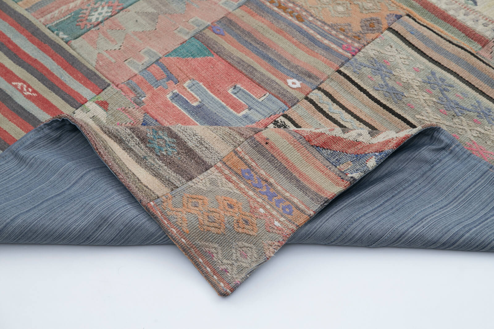 Handmade Area Rug – Brown Patchwork Cotton Wool Rug 6'7''x9'11'' for Living Room