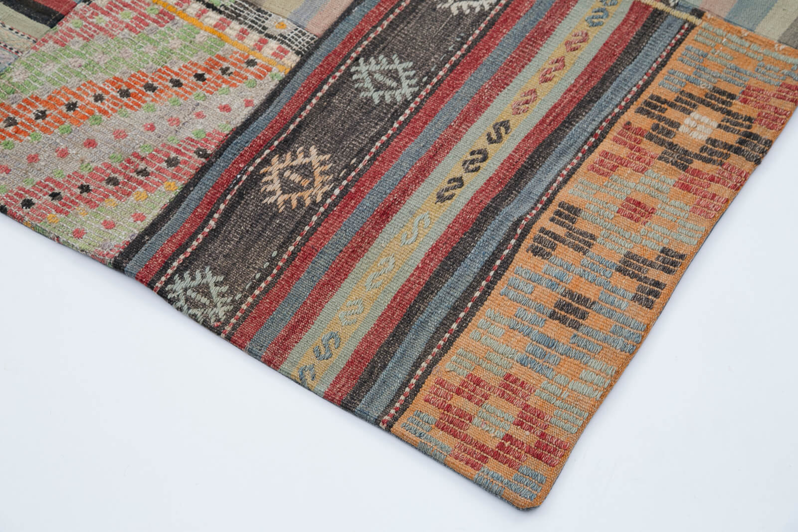 Handmade Patchwork Rug - Kirk Yama Brown Turkish Patchwork Carpet 6'8''x9'11''