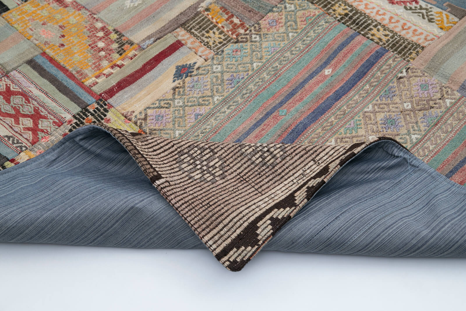 Handmade Patchwork Rug - Kirk Yama Brown Turkish Patchwork Carpet 6'8''x9'11''