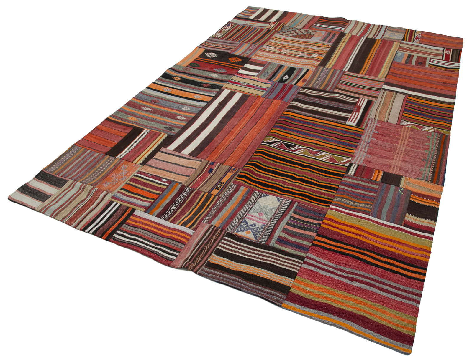 Kirk Yama Red Patchwork Cotton Wool Handmade Area Rug 6'8'' x 9'11''
