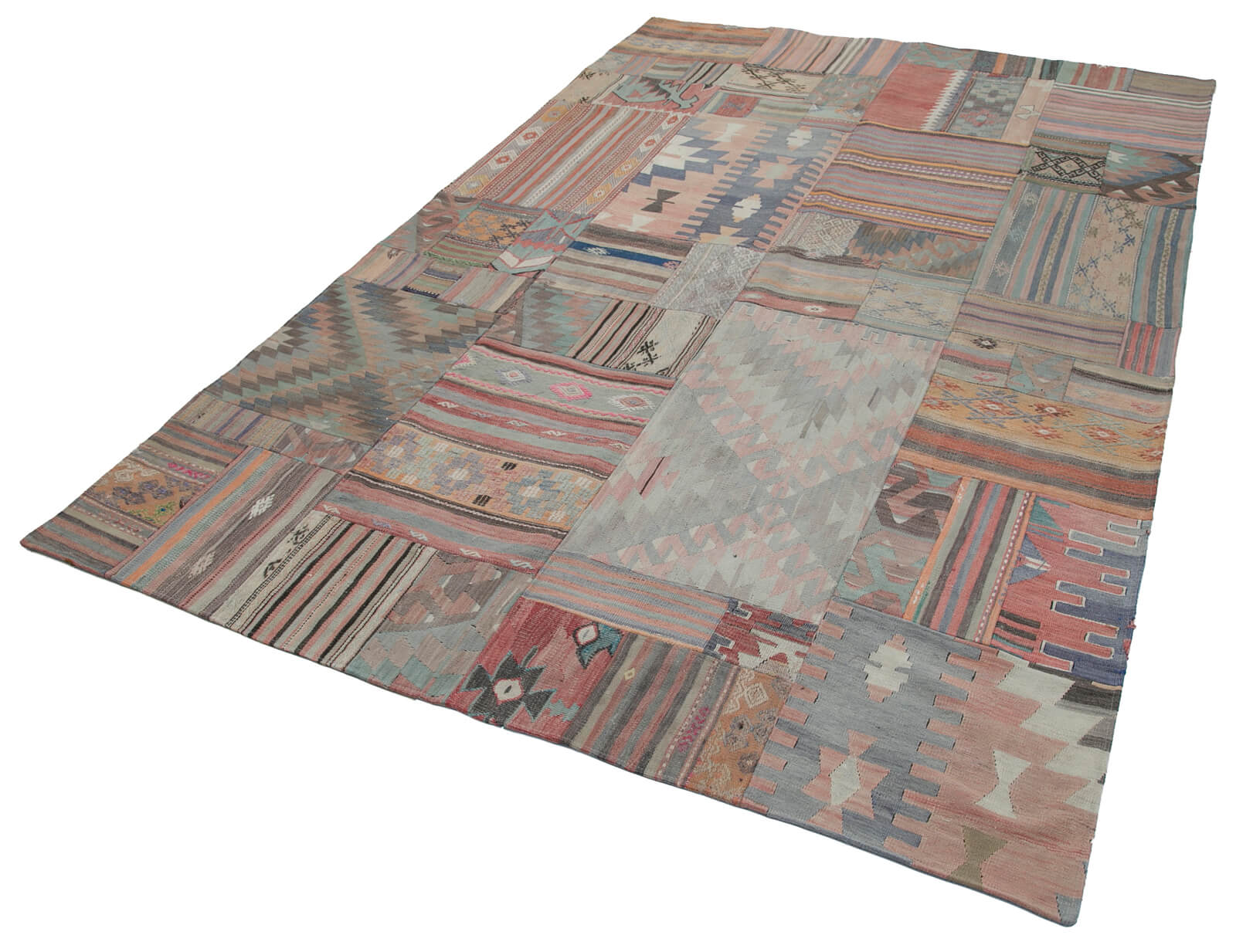 Handmade Area Rug – Kirk Yama Beige Patchwork Cotton Wool Carpet 6'7''x9'11''