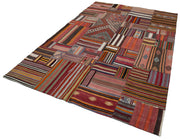 Handmade Patchwork Rug - Kirk Yama Pink Cotton Wool 6x9 Area Rug