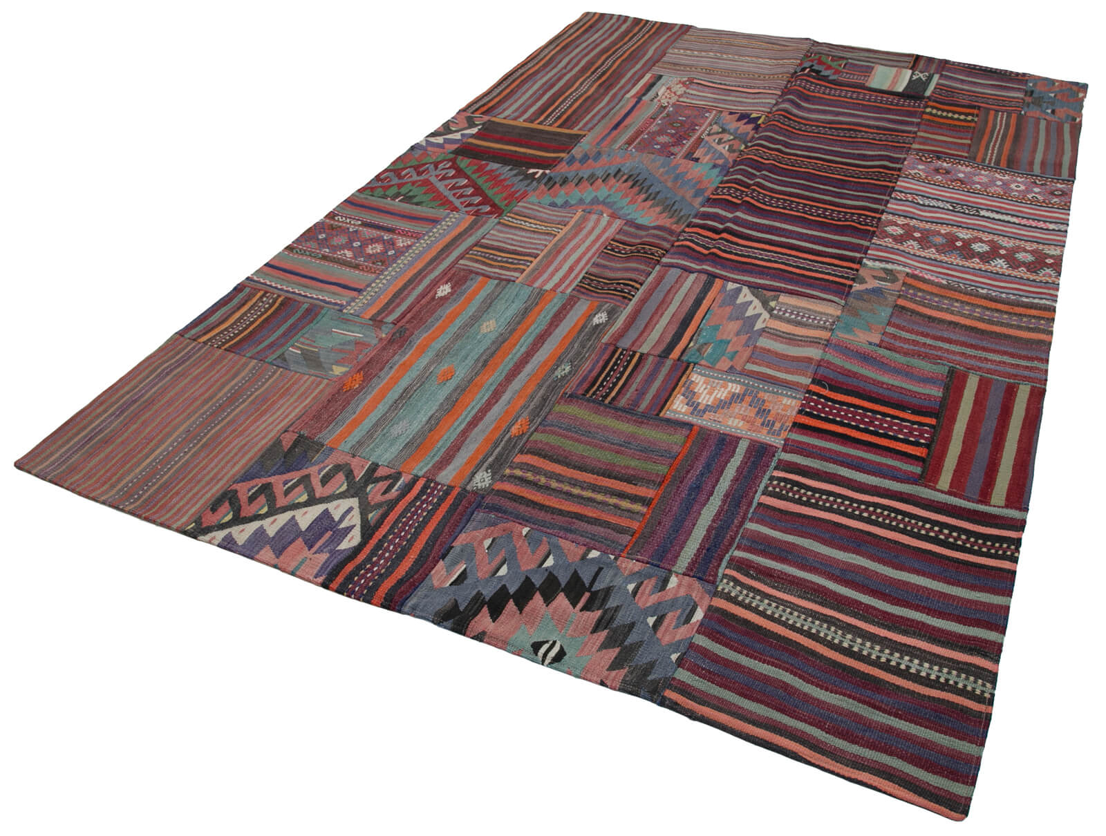 Handmade Patchwork Rug - Purple Cotton Wool Area Rug 6'8''x9'10'' by Agacan