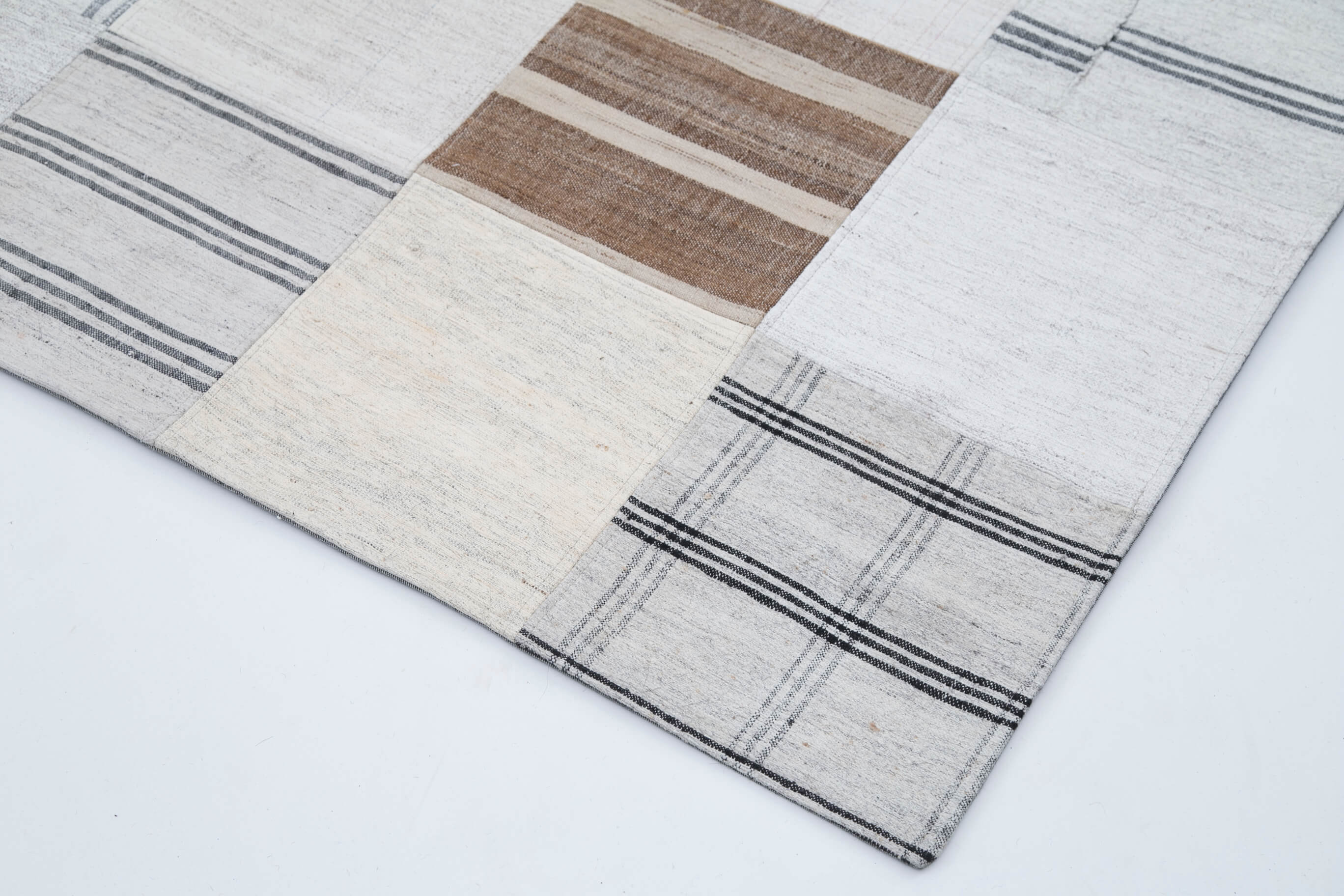 Handmade Wool Area Rug - Kirk Yama Patchwork Cotton Wool 8x10 Carpet