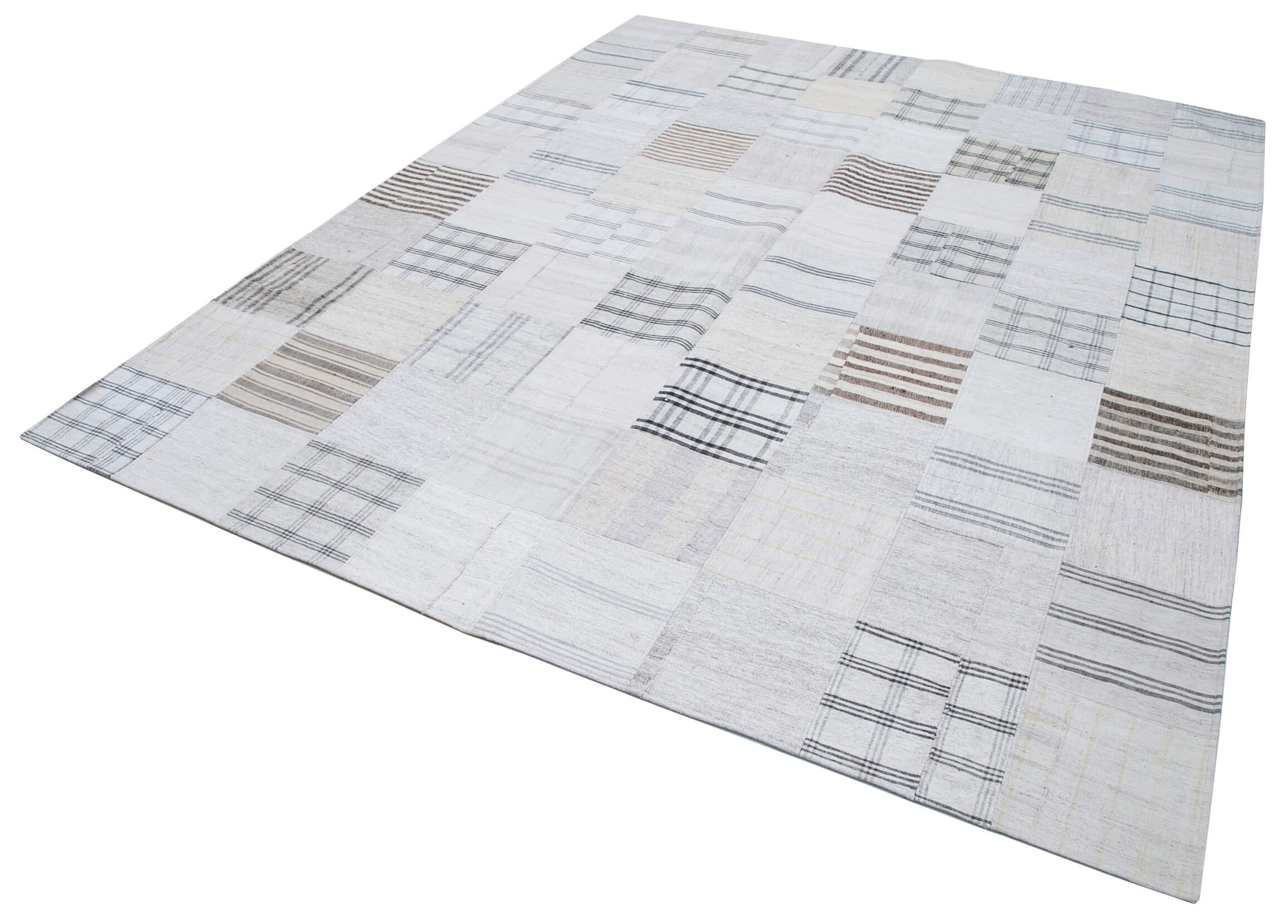 Handmade Wool Area Rug | Kirk Yama Turkish Hand Knotted Vintage Patchwork Rug 8x10 ft