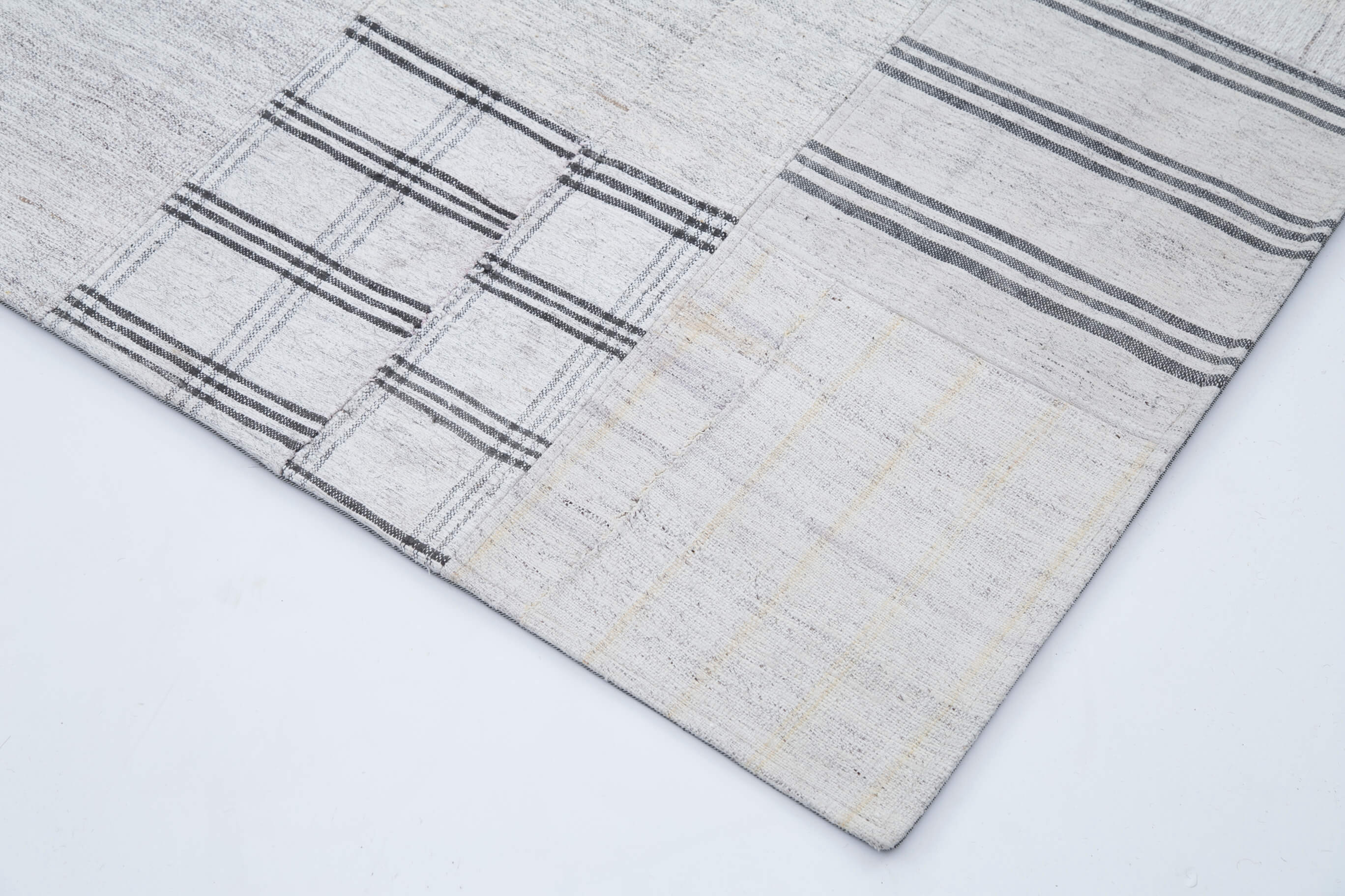 Handmade Wool Area Rug | Kirk Yama Turkish Hand Knotted Vintage Patchwork Rug 8x10 ft