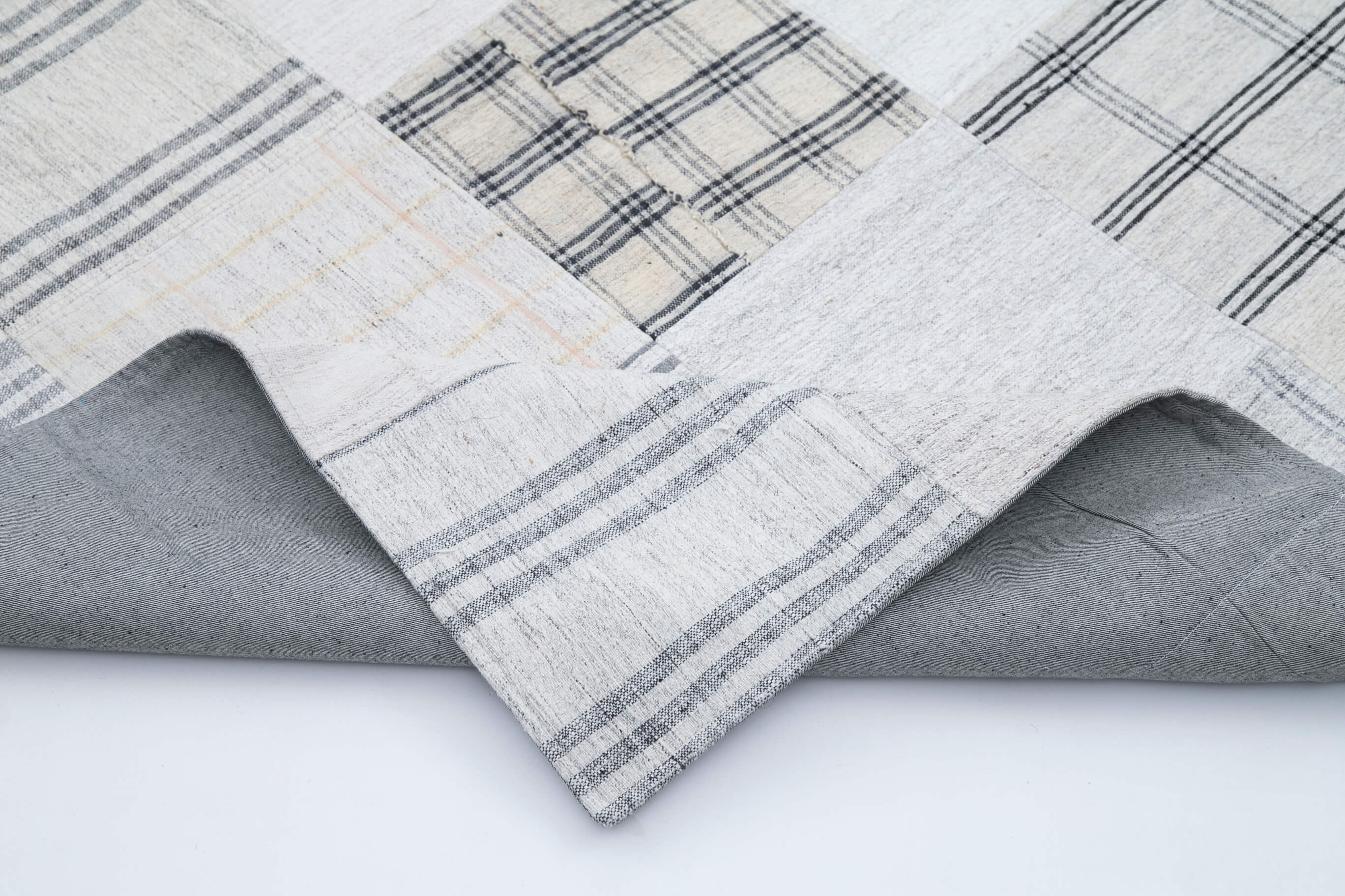 Handmade Wool Area Rug | Kirk Yama Turkish Hand Knotted Vintage Patchwork Rug 8x10 ft
