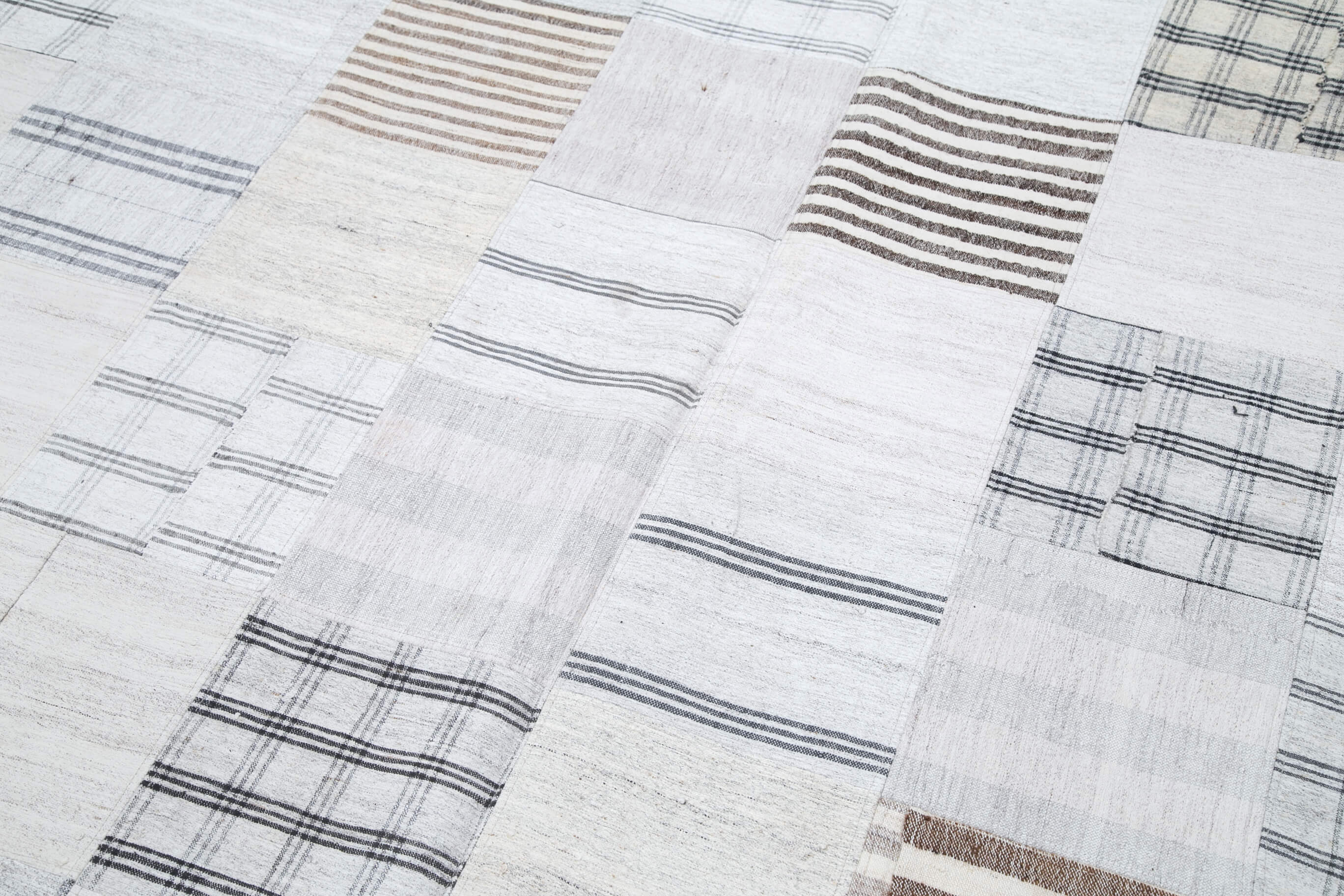 Handmade Wool Area Rug | Kirk Yama Turkish Hand Knotted Vintage Patchwork Rug 8x10 ft