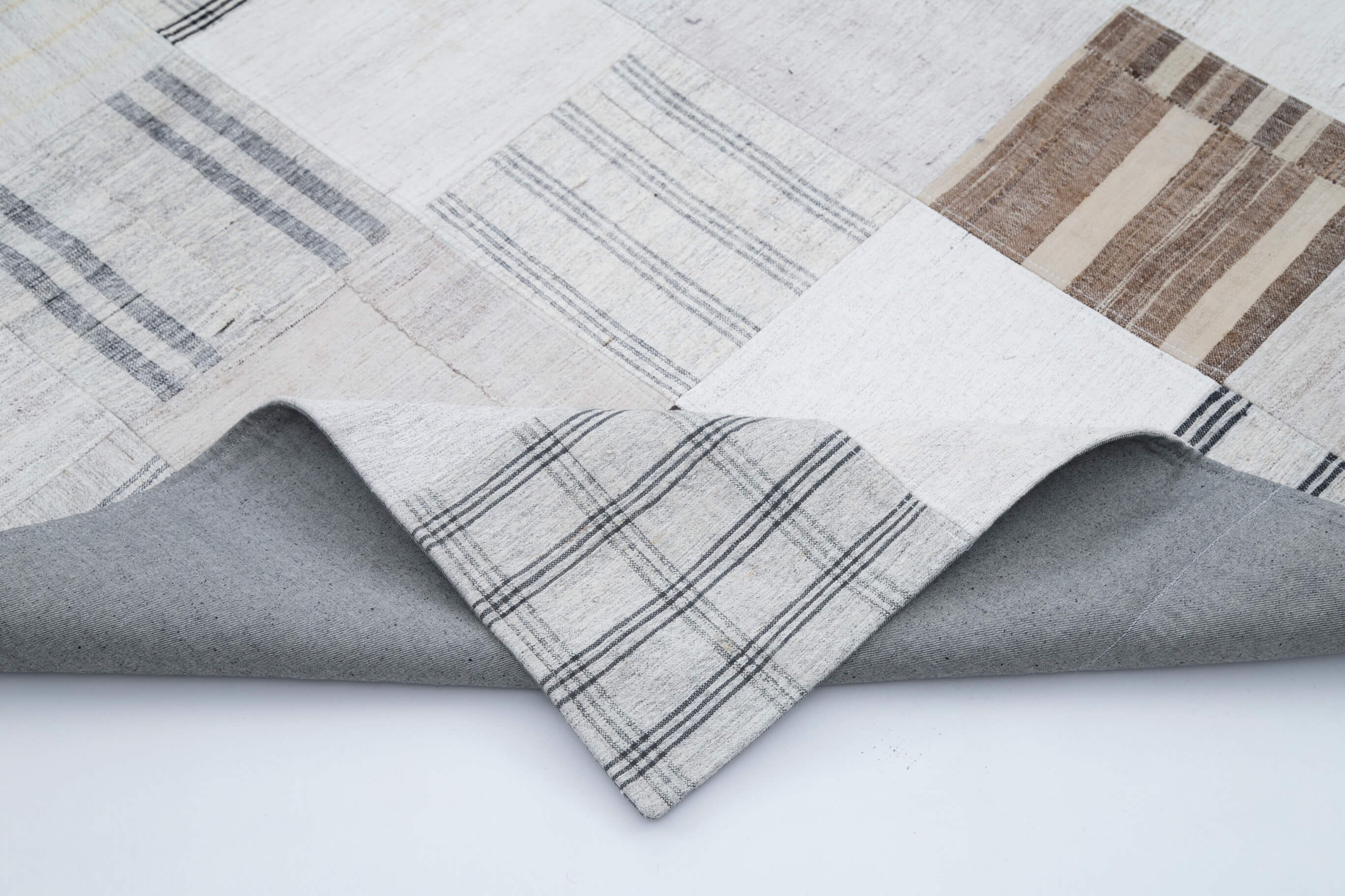 Handmade Wool Area Rug | Vintage Patchwork Rug Cotton Wool 8x10 Feet