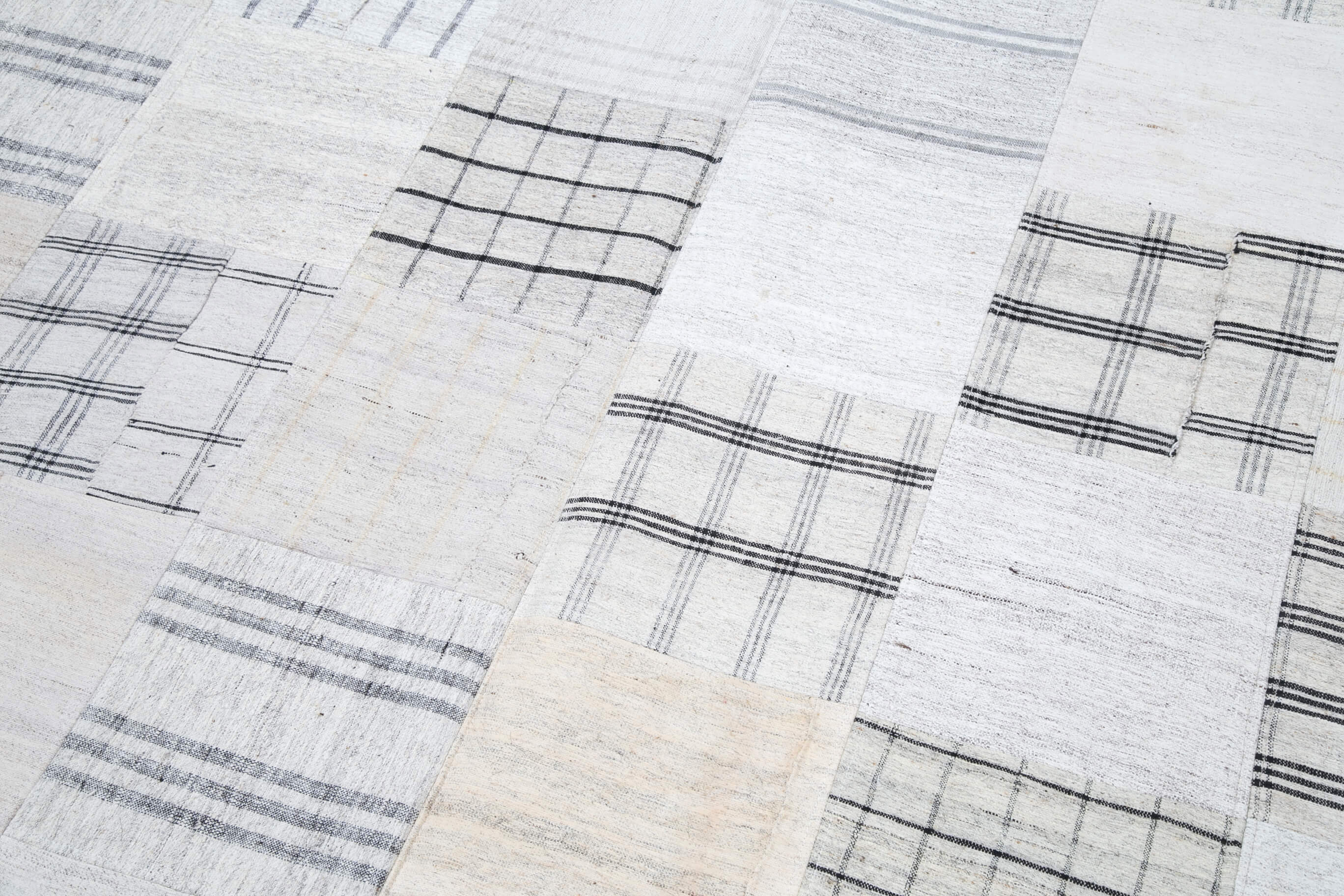 Handmade Wool Area Rug | Vintage Patchwork Rug Cotton Wool 8x10 Feet