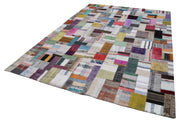 Handmade Wool Area Rug - Kirk Yama Grey Patchwork Cotton Wool Rug 8'4''x11'5''