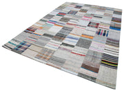 Handmade Patchwork Rug - Kirk Yama Grey Cotton Wool Area Rug 8'1''x11'7''