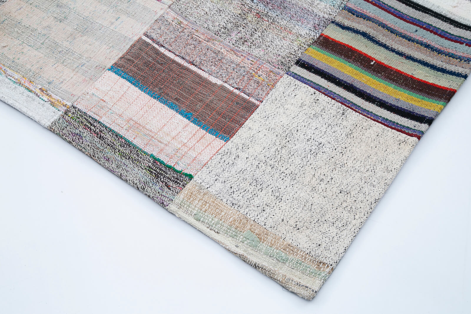 Handmade Patchwork Rug - Kirk Yama Grey Cotton Wool Area Rug 8'1''x11'7''