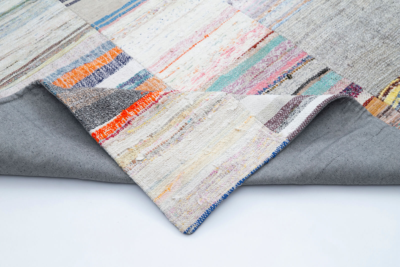 Handmade Patchwork Rug - Kirk Yama Grey Cotton Wool Area Rug 8'1''x11'7''