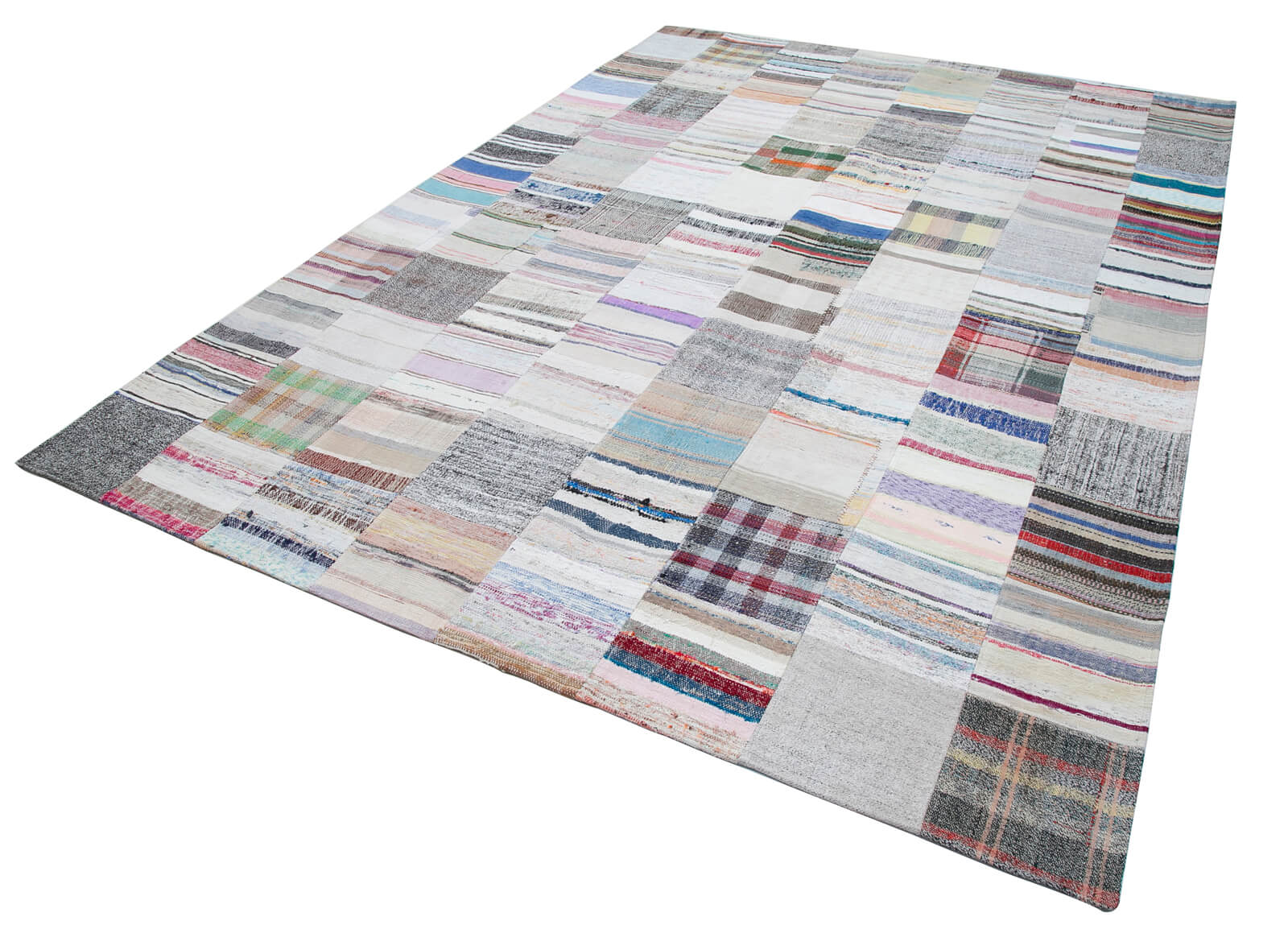Handmade Area Rug - Kirk Yama Patchwork Cotton Wool 8'2''x11'6'' Vintage Carpet