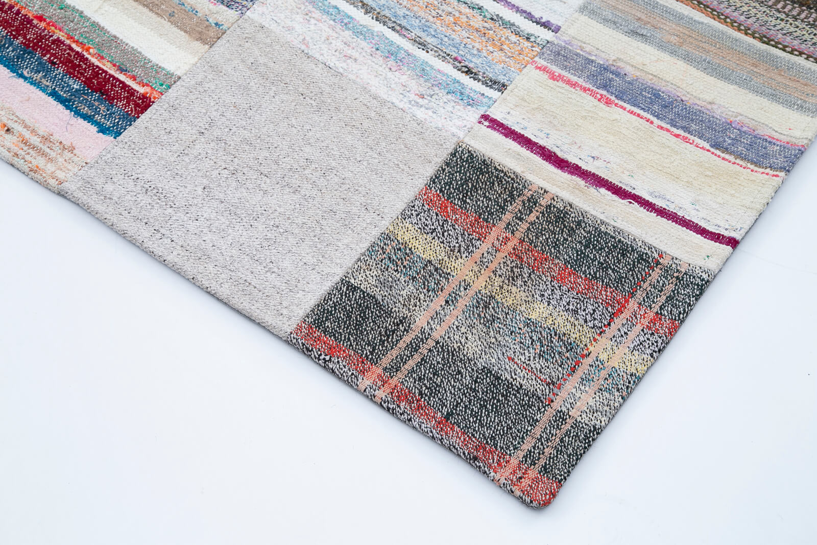 Handmade Area Rug - Kirk Yama Patchwork Cotton Wool 8'2''x11'6'' Vintage Carpet