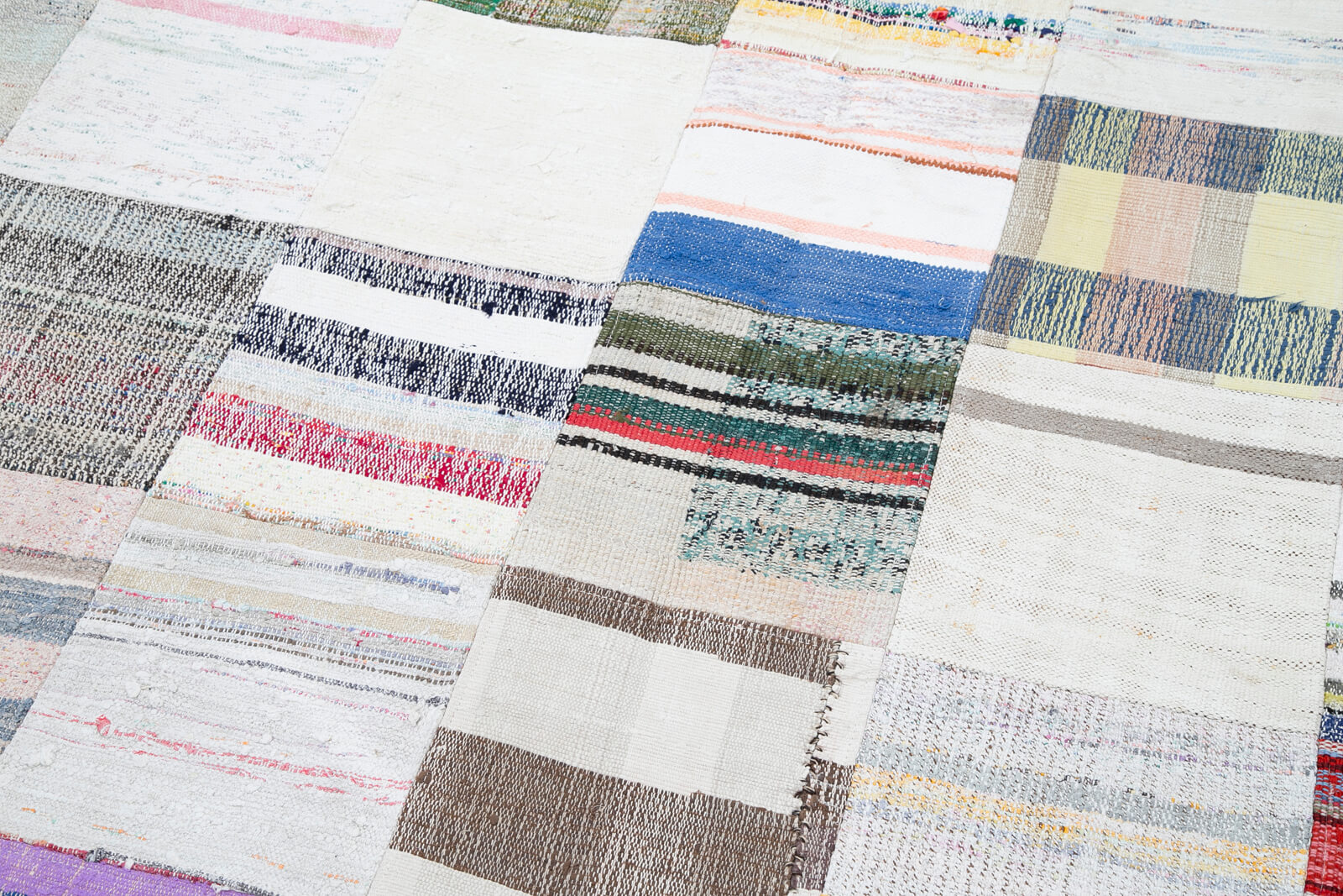 Handmade Area Rug - Kirk Yama Patchwork Cotton Wool 8'2''x11'6'' Vintage Carpet