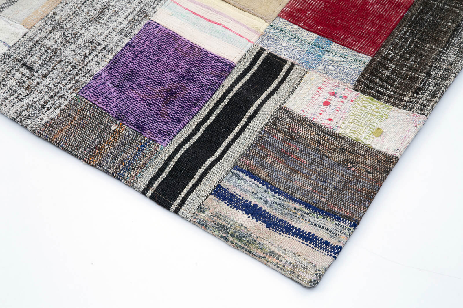 Kirk Yama Grey Patchwork Cotton Wool Handmade Area Rug 8'5'' x 11'6''