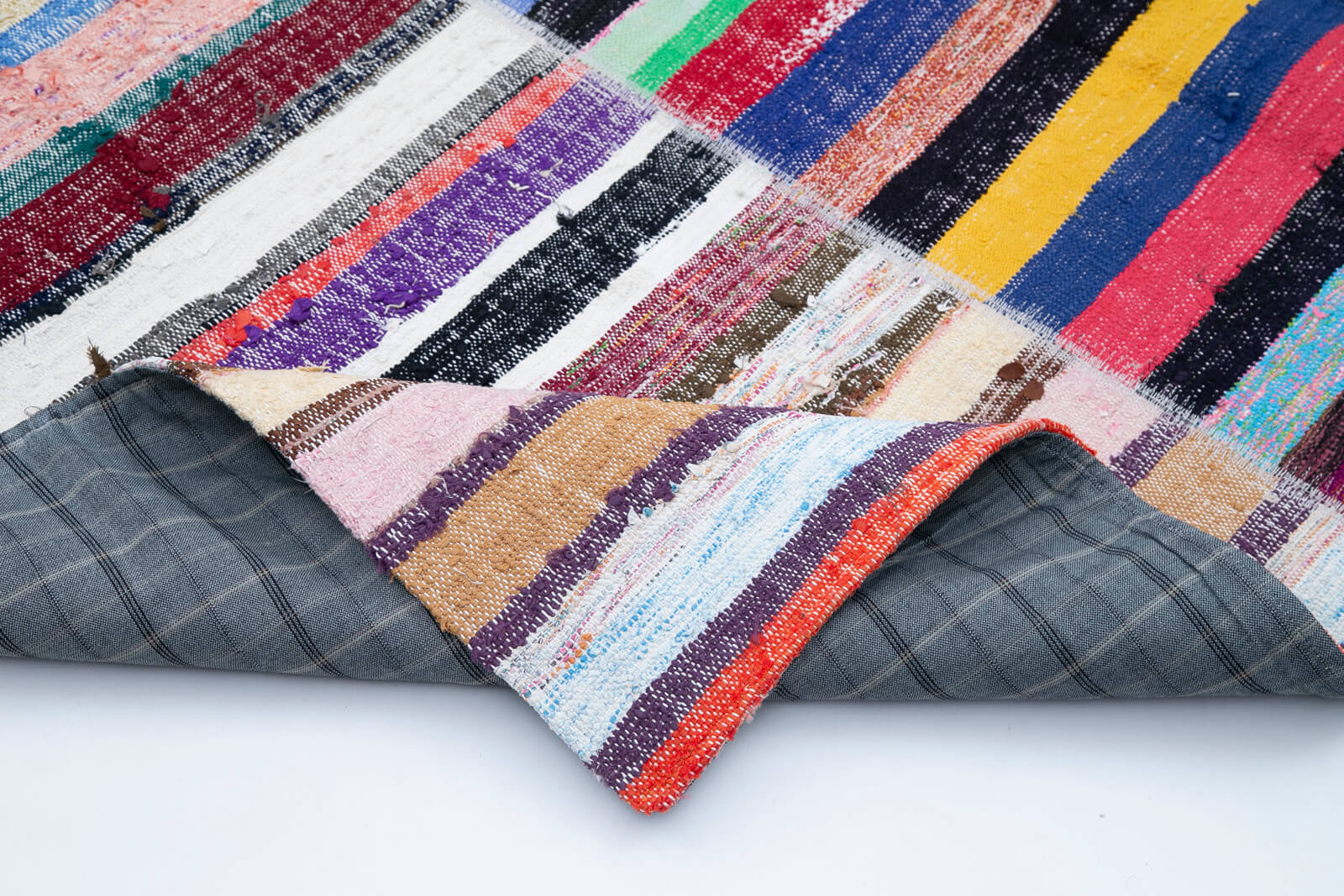 Handmade Area Rug – Kirk Yama Grey Patchwork Cotton Wool Carpet 8'x11'6''