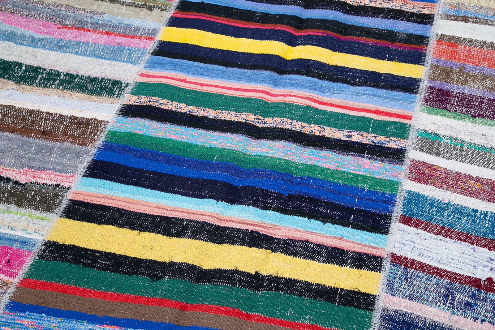 Handmade Area Rug – Kirk Yama Grey Patchwork Cotton Wool Carpet 8'x11'6''
