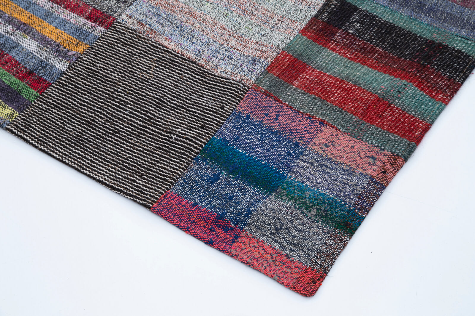 Handmade Wool Area Rug | Durable Grey Patchwork Carpet 7'10'' x 11'9'' by Agacan Rugs