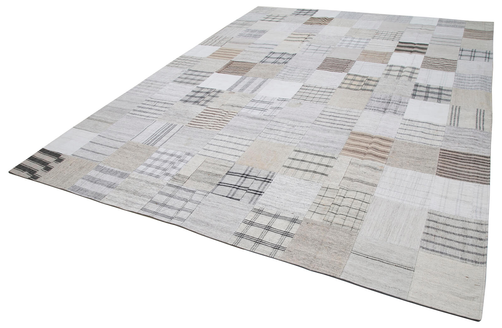 Handmade Area Rug – Kirk Yama Beige Patchwork Cotton Wool Carpet 9'11'' x 13'1''