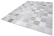 Handmade Area Rug – Beige Patchwork Turkish Wool Cotton Carpet 9'11''x13'1''