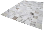 Handmade Patchwork Rug – Beige Cotton Wool Vintage Area Rug 9'11''x13'4''