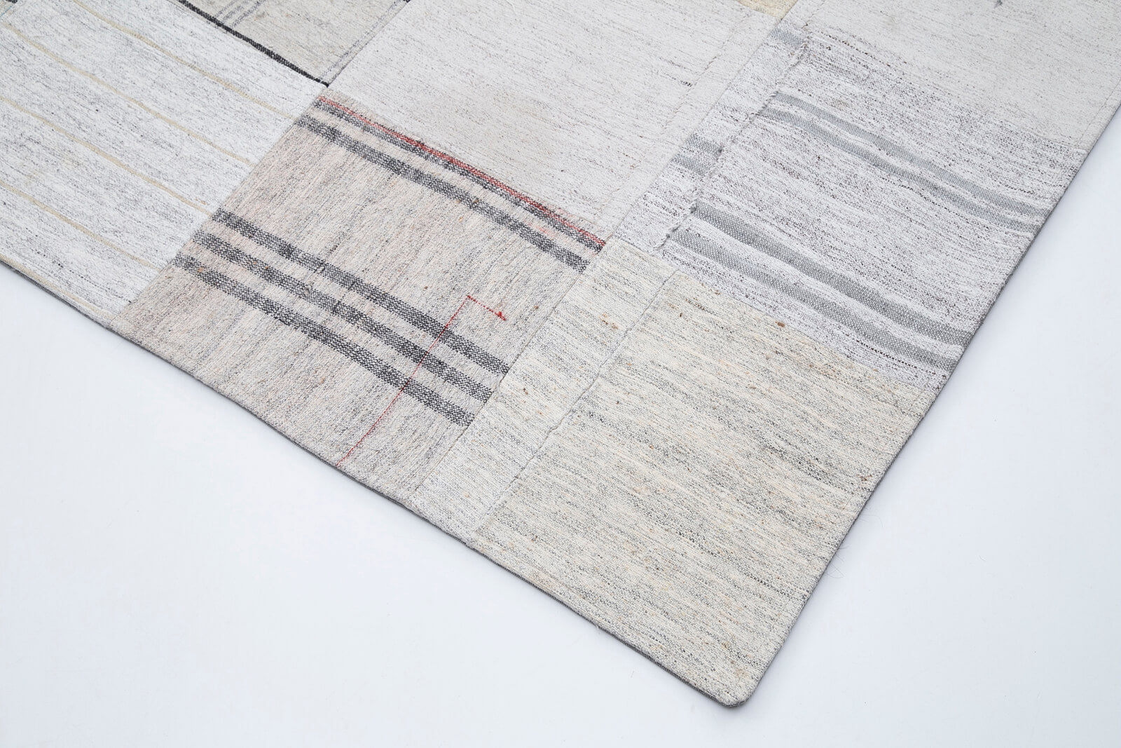 Handmade Patchwork Rug – Beige Cotton Wool Vintage Area Rug 9'11''x13'4''