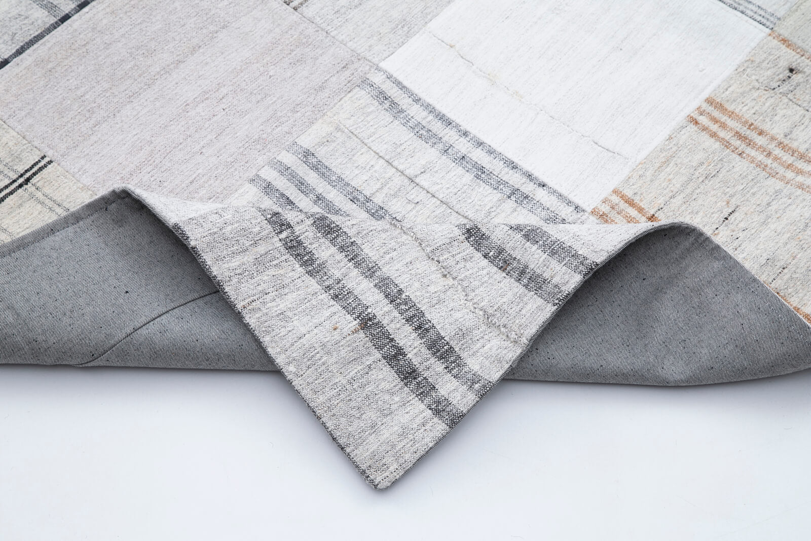 Handmade Patchwork Rug – Beige Cotton Wool Vintage Area Rug 9'11''x13'4''