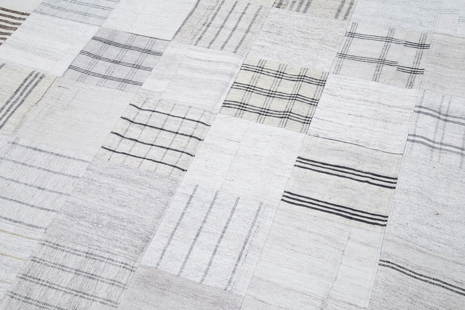 Handmade Patchwork Rug – Beige Cotton Wool Vintage Area Rug 9'11''x13'4''