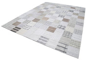 Handmade Area Rug – Beige Patchwork Cotton Wool Carpet 9'11'' x 13'1'' Durable Soft Floor Covering