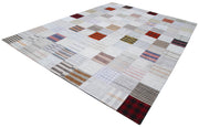 Handmade Patchwork Rug - Grey Cotton Wool Vintage Area Rug 9'11''x13'1''